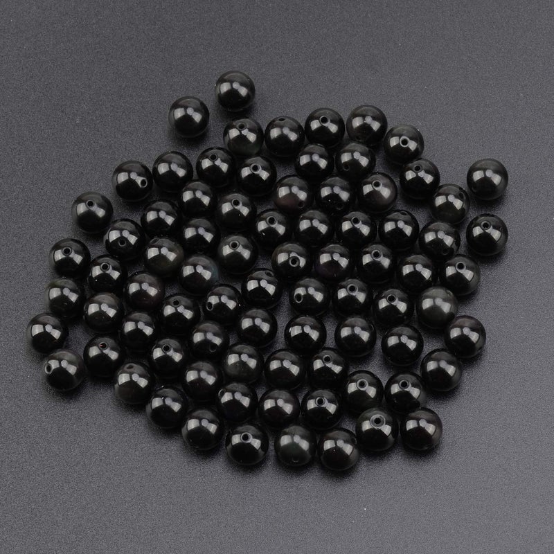 LPBeads خرز LPBeads 80 قطعة مصقول 10 مم دائري من حجر الأوبسيديان الطبيعي مع حبل مرن لصنع المجوهرات والأساور - Image 4
